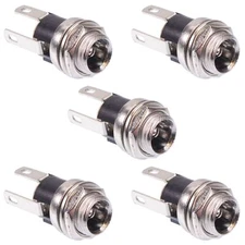 5 x 2.5mm x 5.5mm Metal Round Panel Mount Female Socket DC Connector Jack Plug