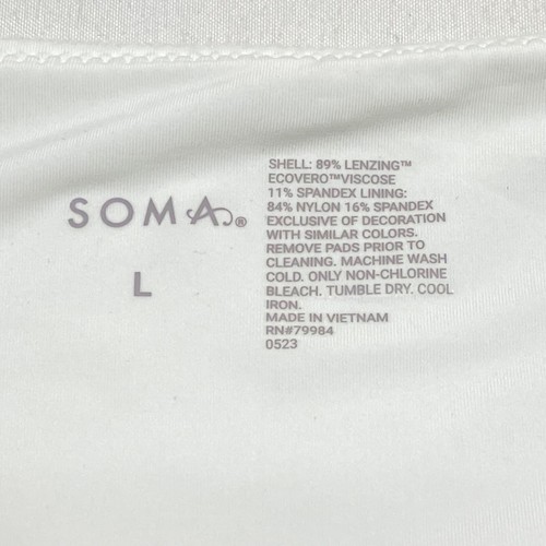 Soma Women's Body Rib Scoopneck Top Large Optic White Built-in Wireless Bra NWT - Picture 4 of 7