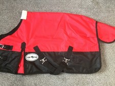 TAPPETO AFFLUENZA 50GM DI QUALITÀ MINI/SHETLAND/PONY ROSSO/NERO LEGGERO DA 3'0"" a 4'9"