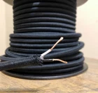 Black Cotton Cloth Covered 2-Wire Round Cord, Vintage Lamp 18ga power cable, USA