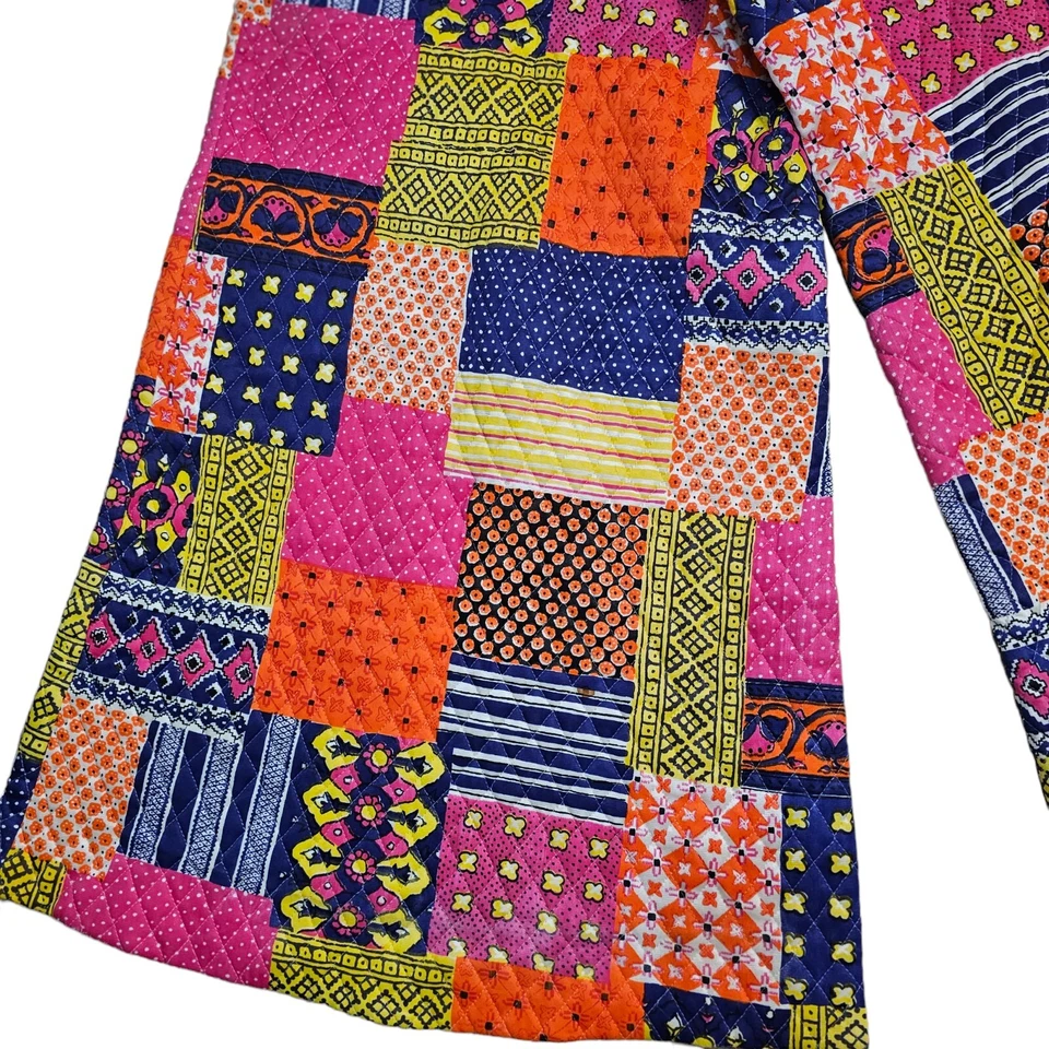 Vintage 60s Elephant Bell Bottom Pants Womens Size XS Quilted Groovy Pink Orange - Image 4 of 4