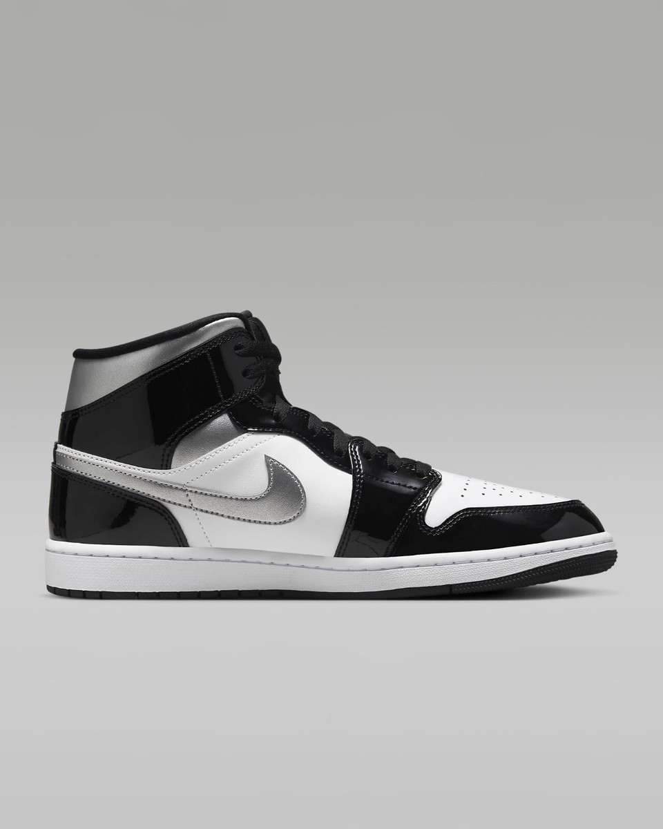 Nike Air Jordan 1 Mid Black Patent Gold Silver HV0789-010 US Nike Air Jordan 1 Mid Black Patent Gold Silver HV0789-010 US