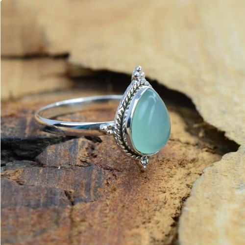 Aquamarin 925 Sterling Silber Statement Handarbeit Damen Geschenk Ring alle Größen M1125 - Bild 3 von 5