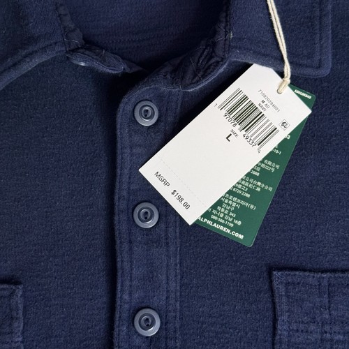 Ralph Lauren Polo Country Flannel Outdoor Shirt Blue Large NWT MSRP $198 - Picture 12 of 15