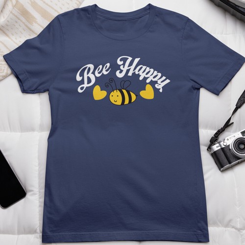 Bee Happy T-shirt Meme Honeycomb Insect Wildlife Bumble Nature Funny Gifts - Picture 14 of 20