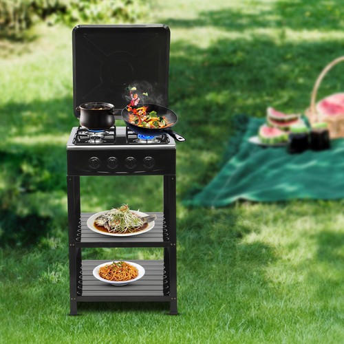 Outdoor 300000 BTU Stove Propane 4 Burner Portable Cooker BBQ Grill Windshelter - Picture 23 of 23