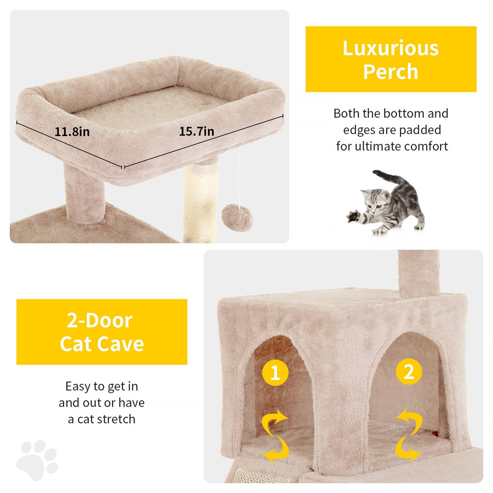 36 inches Cat Tree for Indoor Cats Cat Tower with Scratching Posts ...