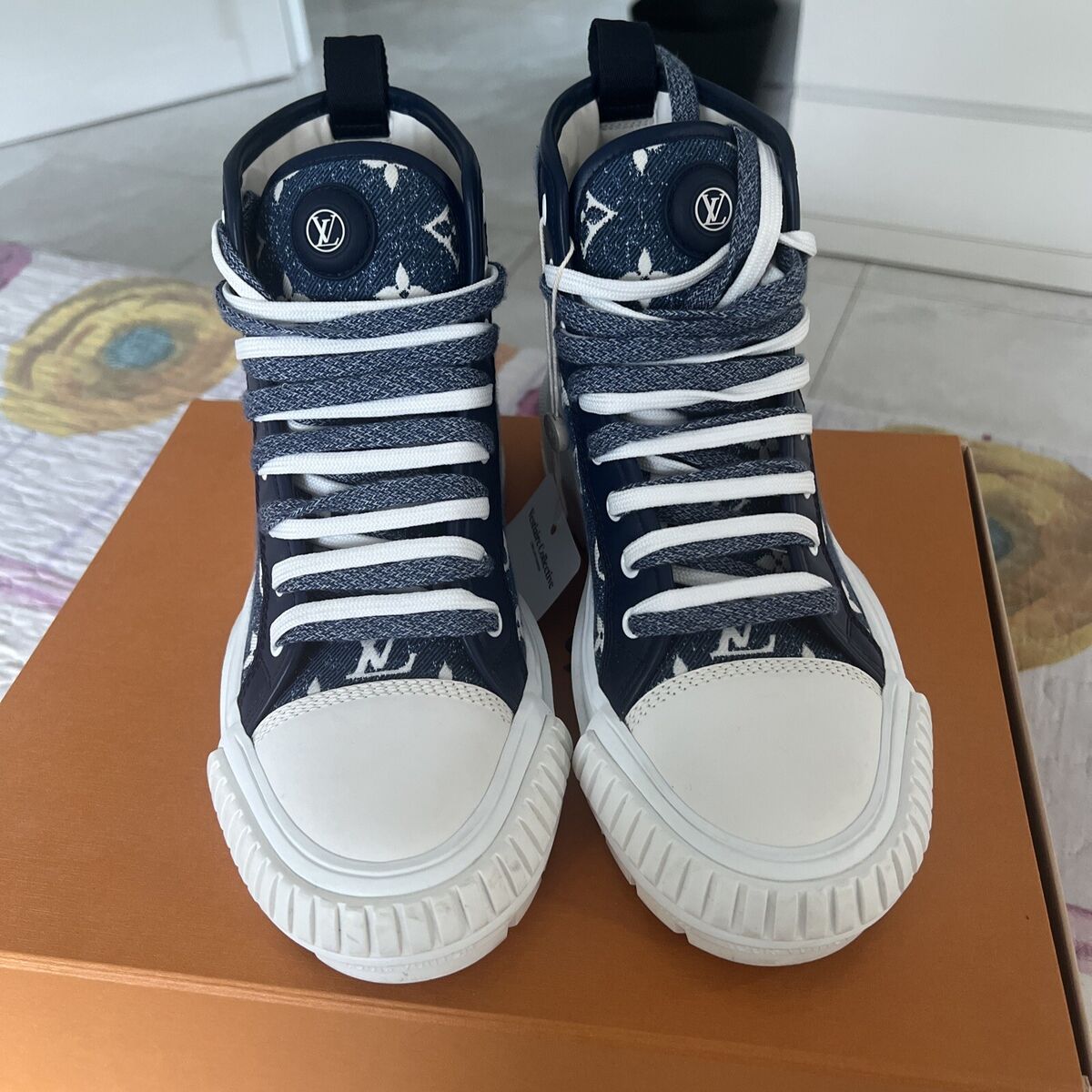 Louis Vuitton Squad Snickers Boot Monogram Denim NavyBlue Louis Vuitton Squad Snickers Boot Monogram Denim NavyBlue