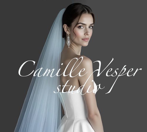 Elegant light blue tulle wedding veil - single layer blue bridal veil - Picture 14 of 15