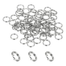 Round Split Ring, 60 Pcs 7 mm Small Split Ring with Double Loops Silver