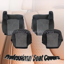 For 99-02 Chevy Silverado Driver & Passenger Top & Bottom Seat Cover Dark Gray