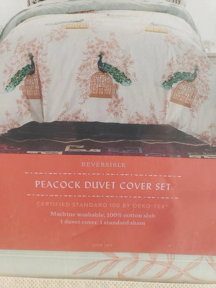 Opalhouse Peacock Duvet Cover Set W/ One Pillow Sham White Indo Bedding XL Twin  - Image 4 of 4