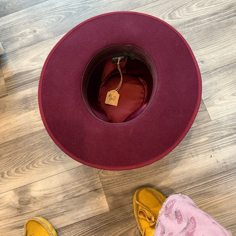 Olive & Pique Burgundy Wide Brim Hat 23 inches - Image 3 of 4