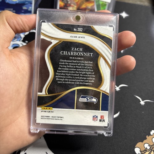2023 Panini Select - Club Level #202 Zach Charbonnet (RC) Zebra Prizm Club level - Picture 2 of 2