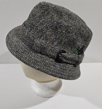 Vtg- BRAEMAR Fedora Wool Bucket Hand Woven Cap Hat Harris Tweed- England- 6 7/8