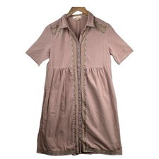 Orange Creek Mumu Dress Size Small Pink Lined w/ Pockets Embroidery Grandmacore