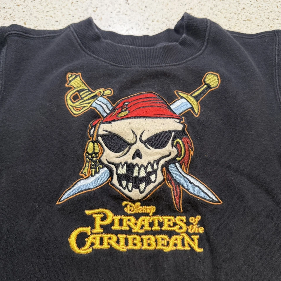 Vintage 2003 Disney’s pirates Of The Caribbean Sweatshirt Embroidered Kids 4 XS - Image 2 of 4