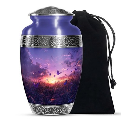 Purple Meadow Butterfly Cremation Urns For Human Ashes Father Adult (10 Inch)