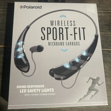 New Polaroid Wireless Sport-fit Neckband Earbuds LED Safety Lights 