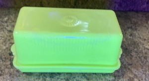 Vintage 1930s McKee  Jadeite Uranium Glass Butter Dish & Lid