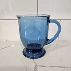 Vintage Anchor Hocking 16 oz Light Blue Glass Footed Pedestal Cafe Café Mug