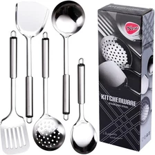 Stainless Steel Cooking Utensils Set, 5 Pcs Stainless Steel Kitchen Utensils Set
