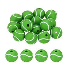 15 Pcs Silicone Sports Beads, 12mm Ball Shaped Beads, Tennis