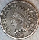 1861 Indian Cent Fine.  Free Shipping.   Breaking up sets.