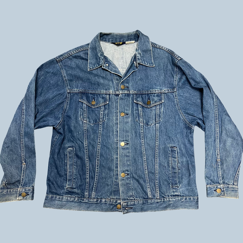 Vintage 70er 80er Wrangler Herren Blau Denim Jeansjacke Western USA XL