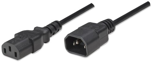 Przewód zasilający / kabel Manhattan, męski C14 do gniazda C13 (przewód czajnika), monitor do procesora