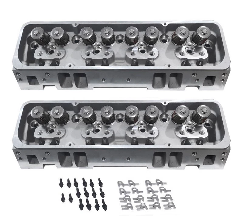 2Pcs Aluminum Cylinder Heads Fit For SBC Chevy 350 190cc 64cc 2.02/1.60 Angle Foto 2 de 4