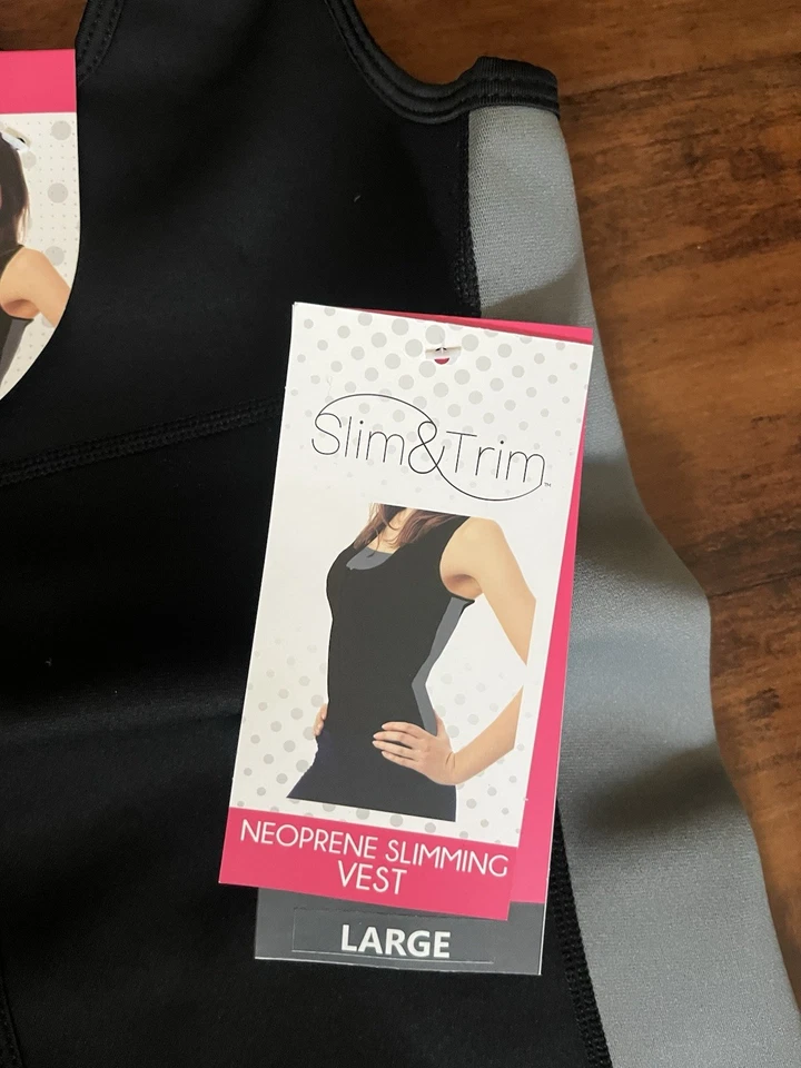 Slim & Trim Neoprene Slimming Vest Body Shaping Size LARGE Black/Grey NEW - Image 3 of 4