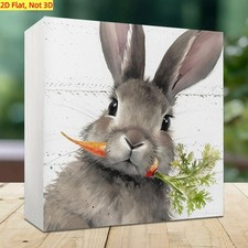 5 5 Bunny Carrot Wooden Box Sign Easter Rustic Farmhouse Tabletop Decor Gift