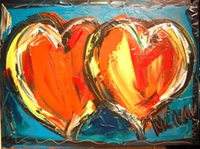 HEARTS  Abstract Modern Original Oil Painting  CANVAS BY KAZAV TJ7U-8