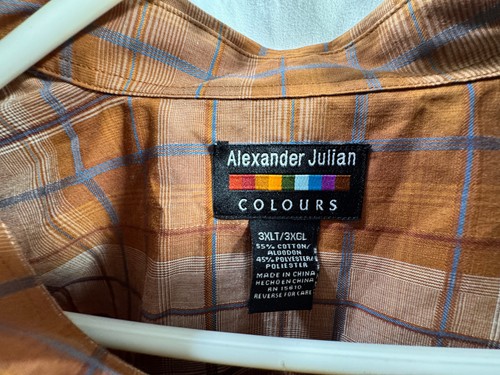 Alexander Julian Colours Mens Shirt 3XL Long Sleeve Plaid Cotton Blend - Picture 8 of 10