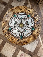Yorkshire rose coffee table, 60cm diameter, handcrafted reclaimed pallet wood