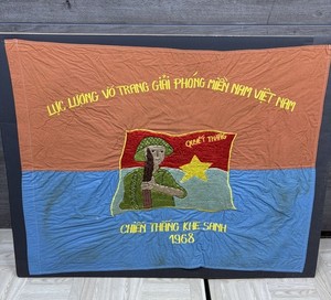 Hand Made Vietnam War Soldier Banner Chien Thang Khe Sanh Military Flag NLF