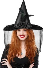Landisun Halloween Women Witch Hat witches hats for women Adult Wicked One Side