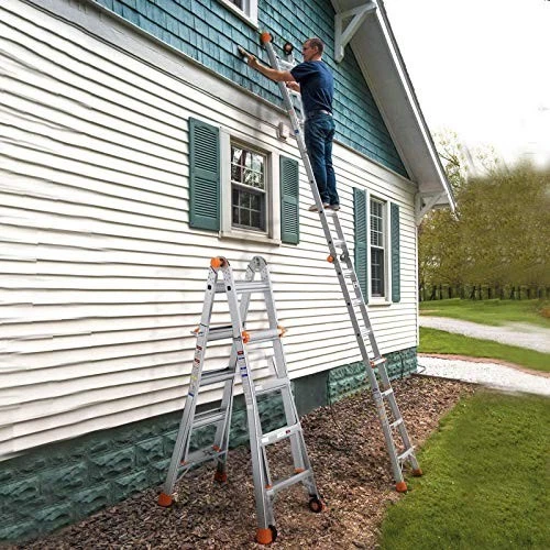 ESCALERA TELESCÓPICA DE ALUMINIO MULTIUSO 17 FT 2 ruedas flexibles diseño antideslizante Foto 2 de 4