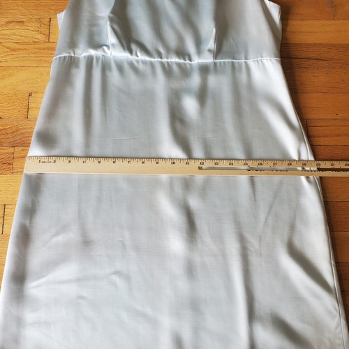 Ice Sleeveless Satin Shift Dress 10 Empire Waist V Neck Silver Cocktail Party - Picture 7 of 12