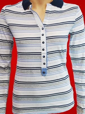 Poloshirt weiß Gr. S GAS Damen Langarm-Shirt im Streifen-Design UVP: 69  1.829