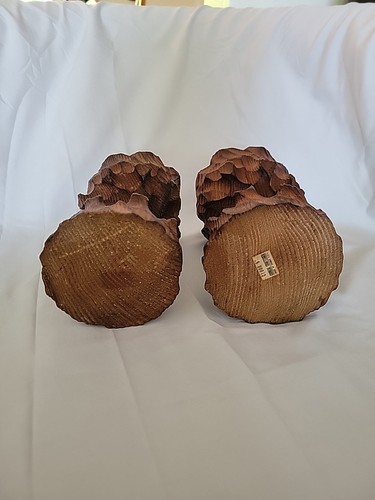 Pair of Vintage Hand Carved Wood Candle Holders Tiki Witco Style - Picture 4 of 8