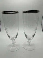Set Of 2 Princess Platinum by TIFFIN-FRANCISCAN Iced Tea Glass Water Goblet VTG