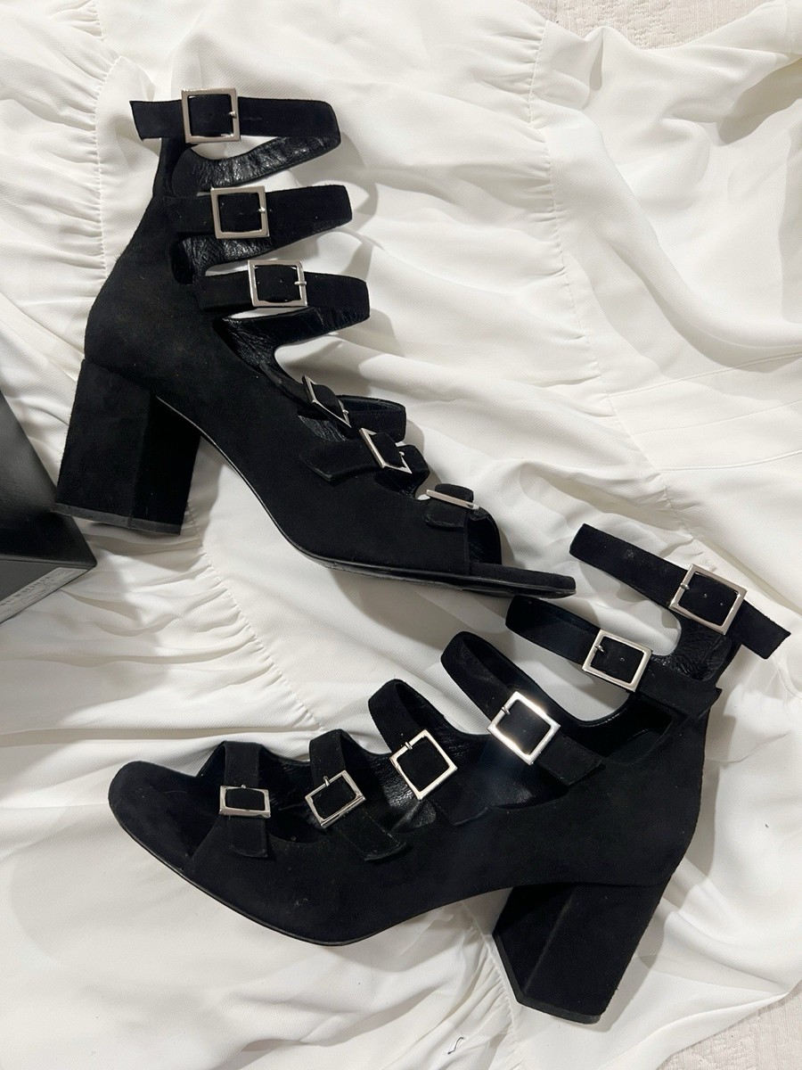 Saint Laurent Suede Gladiator Sandals Size 9 Black | eBay