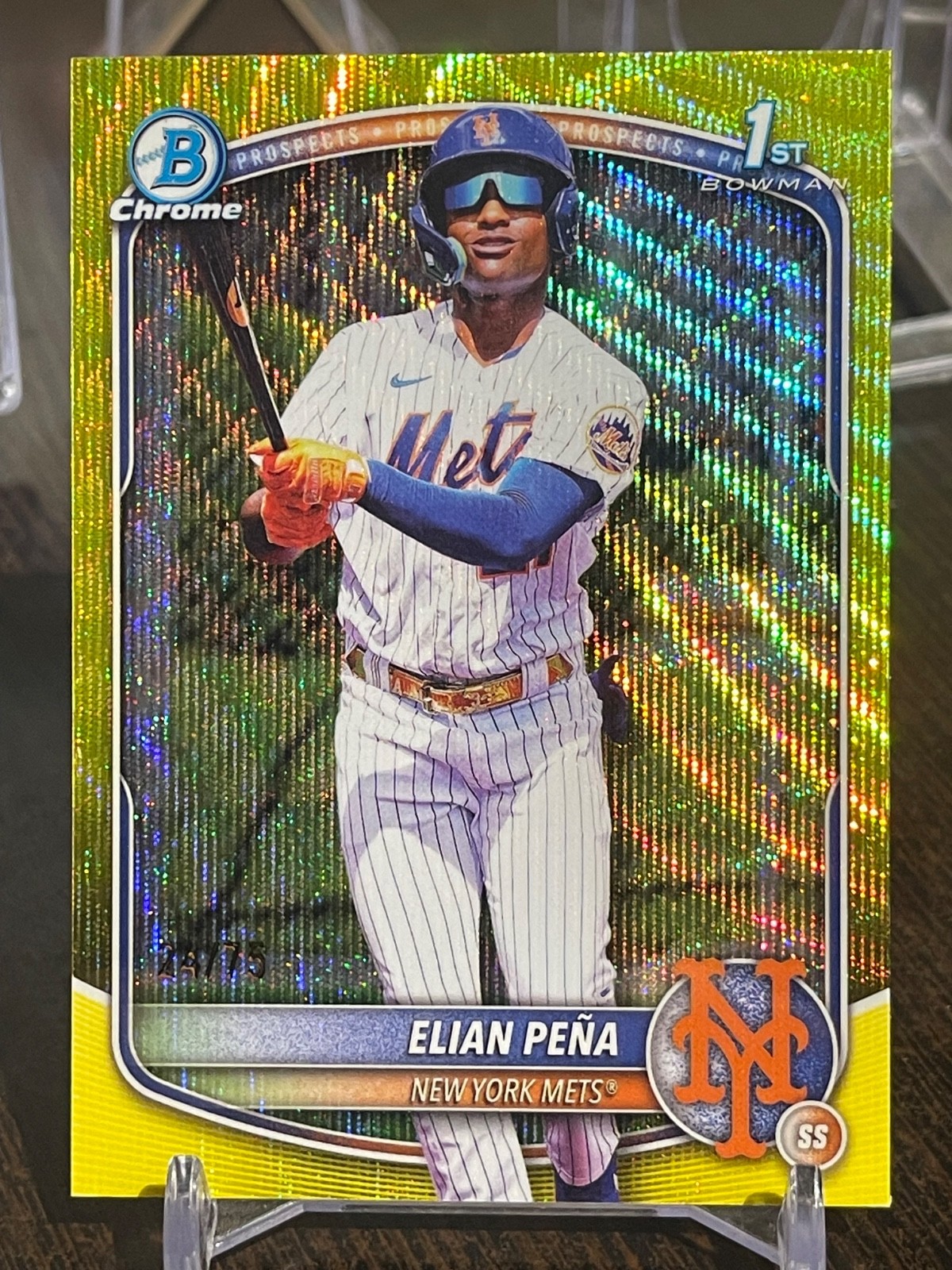 2025 BOWMAN CHROME ELIAN PENA 1ST BOWMAN YELLOW WAVE /75