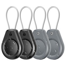 Waterproof AirTag Keychain Holder - 4 Pack Air tag Lock Black/Grey 4