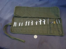 Vintage US Military Meteor Ignition Wrench Set Canvas Tool Roll Keith & Keith
