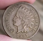 1907 INDIAN HEAD Cent VERY NICE - FULL LIBERTY - 3 DIAMONDS - (HIGH GRADE) L289