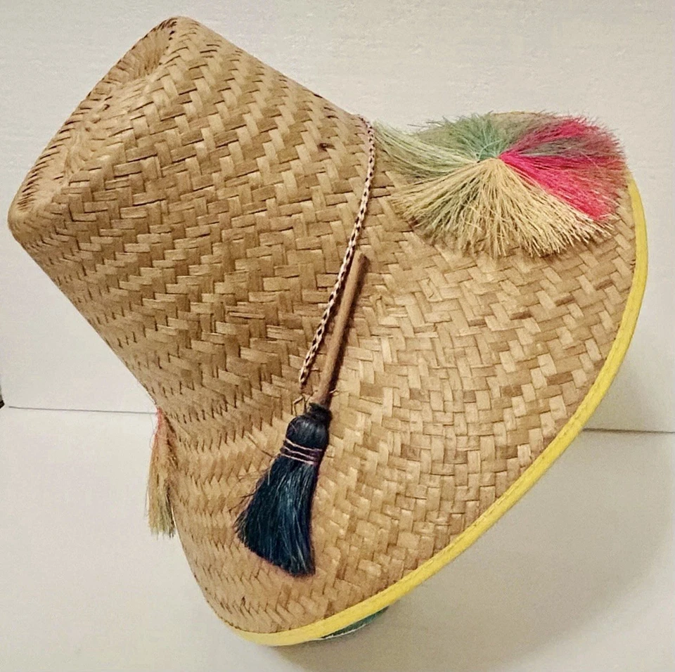 Vintage 1950’s Straw broomsticks and Pinwheels Beach Garden Hat Made in Mexico - Image 2 of 4