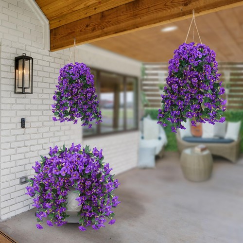 Artificial Fake Hanging Flowers Plants for Outdoor Outside Spring Summer Deco - Picture 5 of 7